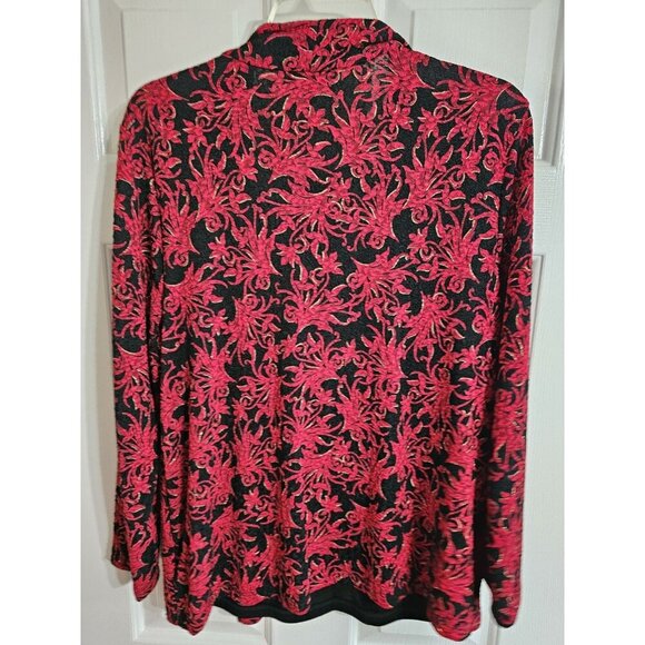 JM Collection Floral Cardigan Set Petite X-Large Red Black Holiday Whimsigoth - Picture 3 of 6